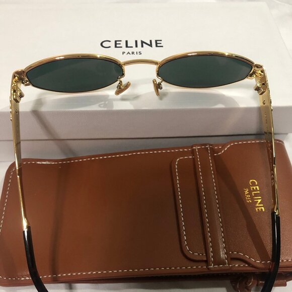 Celine Triomphe Gold Metal Oval Sunglasses - Picture 3 of 6